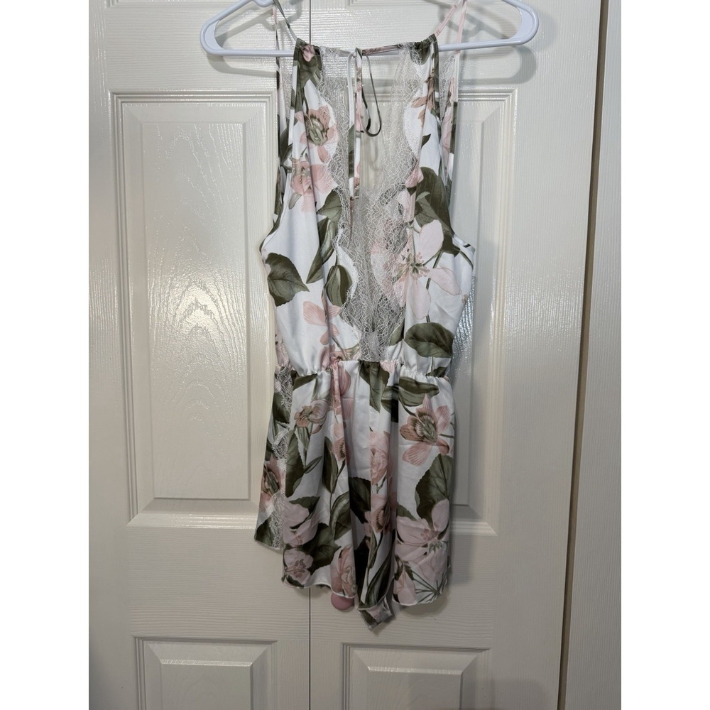 Victoria's Secret Intimates Multi Color Floral Print Lace Trim Romper Size Small
